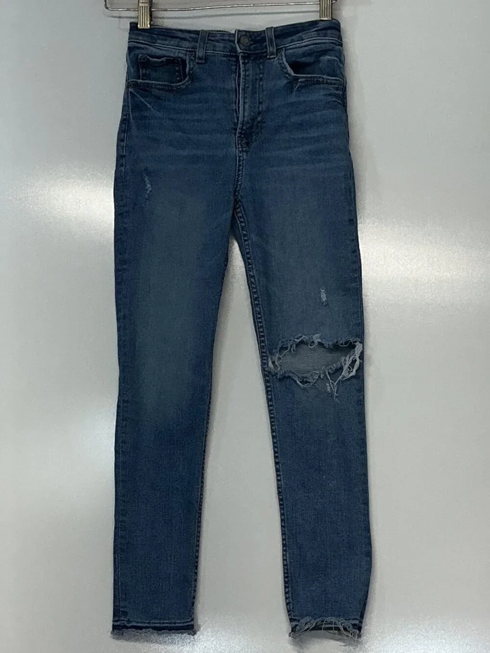 GAP Girls 12 Sky High Skinny Ankle Jeans Distressed Ripped Stretch Denim Y2K